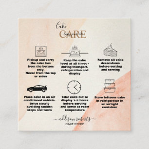 Simple Professional Orange Terracotta Cake Care Square Business Card