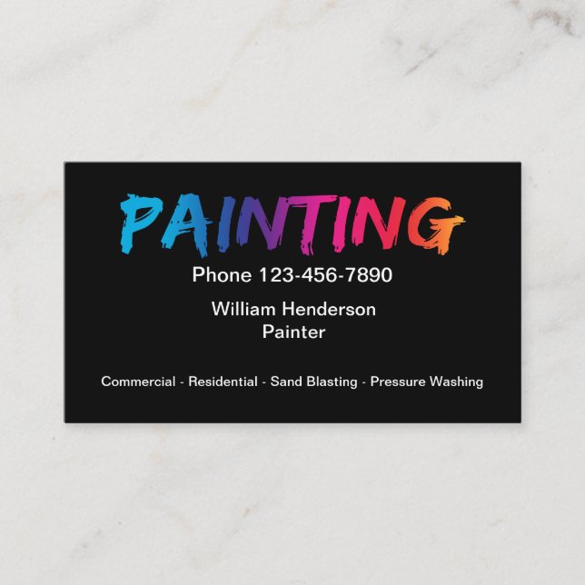 Simple Professional Painter Businesscards Business Card (Front)