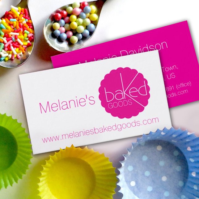 Simple professional pink bakers business cards (Creator Uploaded)