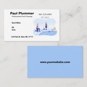 Simple Professional Pool Cleaning Business Cards
