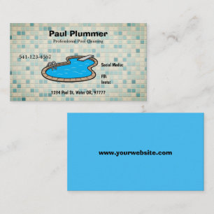 Simple Professional Pool Cleaning Business Cards