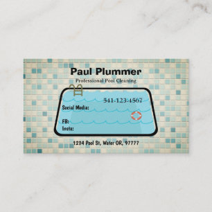 Simple Professional Pool Cleaning Business Cards
