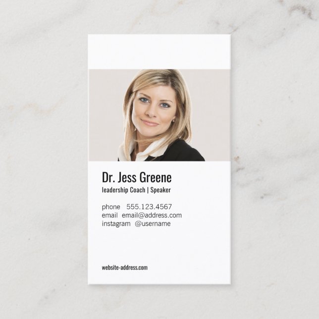 Simple Professional Profile Add Photo Image Business Card (Front)