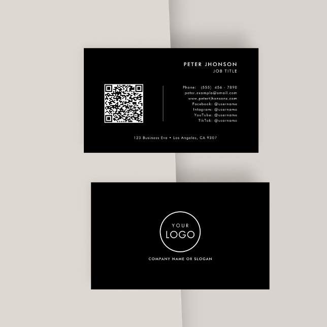 Simple  Professional QR Code Logo Black & White Business Card (Creator Uploaded)