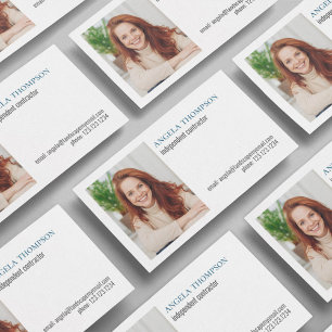 Simple Professional QR Code Photo Blue Business Card
