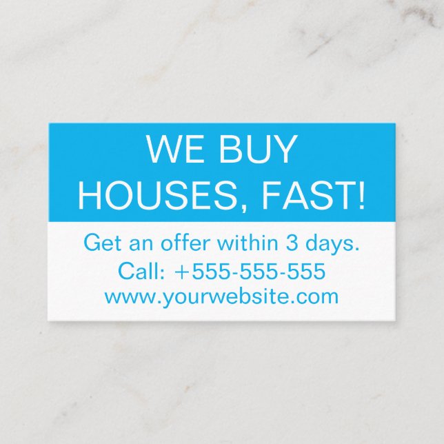 Simple Professional Real Estate We Buy Houses Business Card (Front)