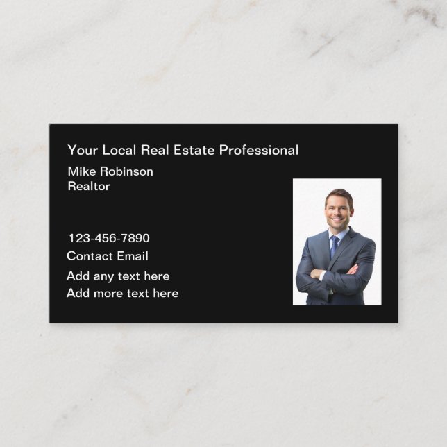 Simple Professional Realtor Photo Business Cards  (Front)