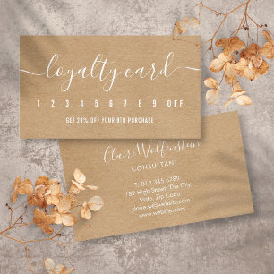 Simple Professional Rustic Kraft Elegant Script Loyalty Card
