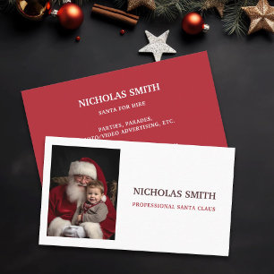 Simple Professional Santa Claus Photo Business Card