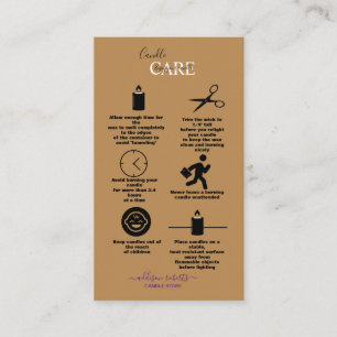 Simple Professional Terracotta Boho  Candle Care   Business Card