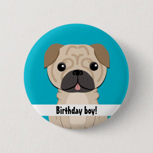 Simple pug Birthday boy 6 Cm Round Badge