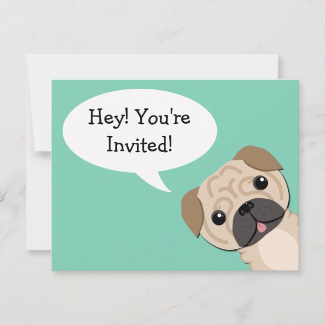 Simple Pug Birthday Invitation (Front)