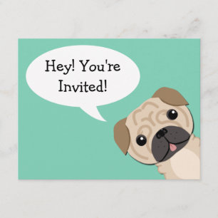 Simple Pug Birthday Invitation