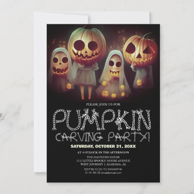 Simple Pumpkin Carving Party Halloween Spooky  Invitation (Front)