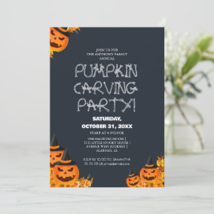 Simple Pumpkin Carving Party Halloween Spooky Invitation