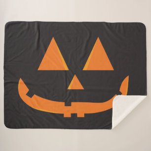Simple Pumpkin Jack O Lantern Face Sherpa Blanket
