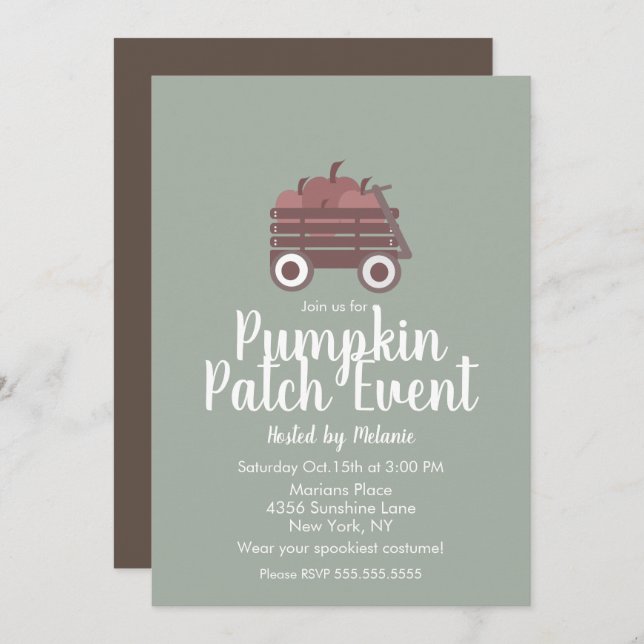 Simple Pumpkin Patch Halloween Fall Event Flyer  Invitation (Front/Back)