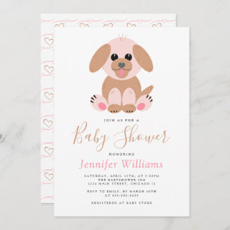 Simple Puppy Dog Personalised Neutral Baby Shower Invitation