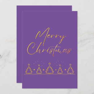 Simple Purple and Gold Christmas Tree Holiday Card