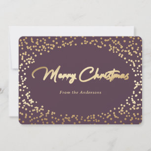 Simple Purple and Gold Foil Christmas Cards