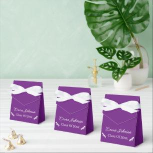 Simple Purple And White Customised Graduation Favour Box