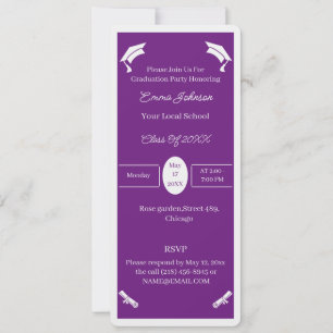 Simple Purple And White Personalised Graduation Invitation