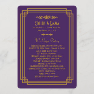 Simple Purple Art Deco Wedding Programs Programme