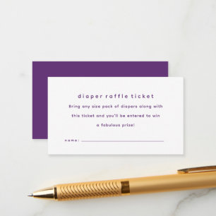 Simple purple baby shower diaper raffle ticket enclosure card