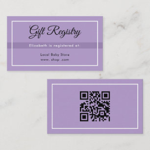 Simple Purple Babyshower QRRegistry Enclosure Card