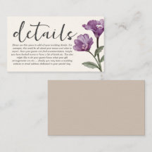 Simple purple & Beige Wildflower Wedding Details