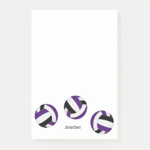 simple purple black volleyballs w athlete name post-it notes