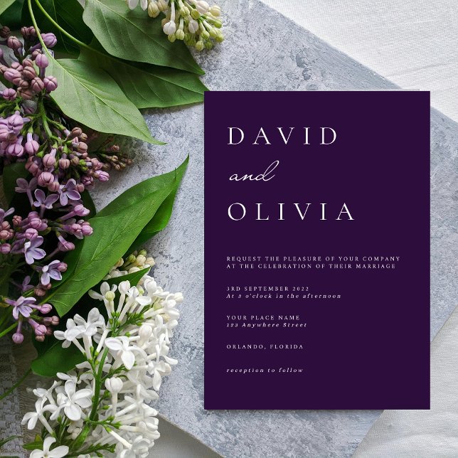 Simple Purple Black & White Elegant Minimalist  Invitation (Creator Uploaded)