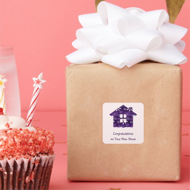 Simple Purple Blush Congrats on Your New Home Square Sticker (Party)