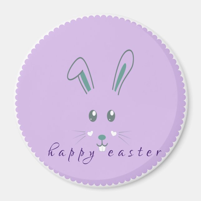 Simple Purple bunny Easter Classic Round magnet (Front)