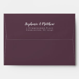 Simple Purple Cassis Wedding White Return Address Envelope