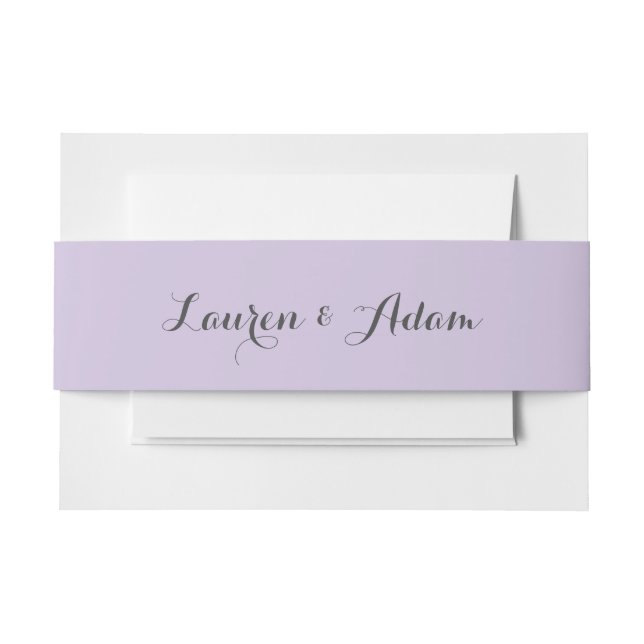 Simple Purple Couples Names Wedding  Invitation Belly Band (Front Example)