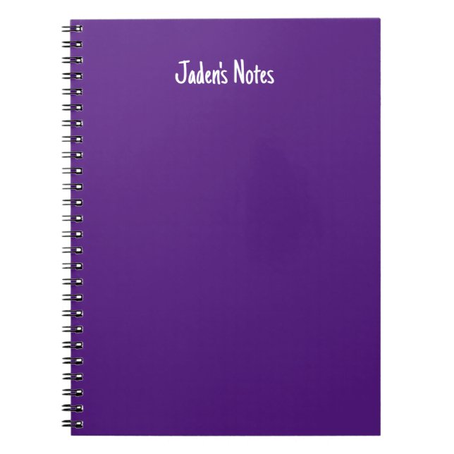 Simple Purple Cover Custom Name Writing Notebook (Front)