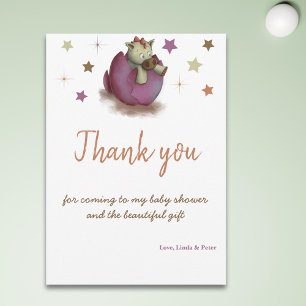 Simple Purple Dragon Hatching Baby Shower Thank You Card