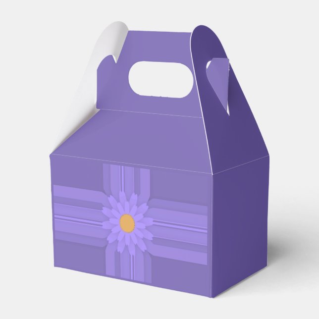 Simple Purple Flower on Cross Modern Favour Box (Front Side)