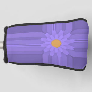 Simple Purple Flower on Cross Modern Golf Head Cover