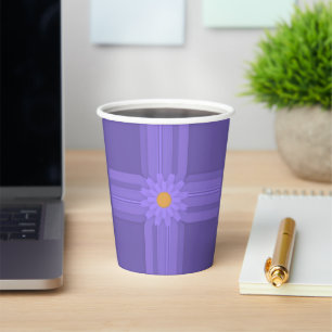 Simple Purple Flower on Cross Modern Paper Cups