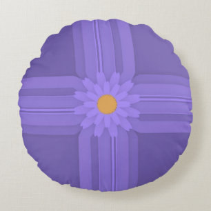 Simple Purple Flower on Cross Modern Round Cushion