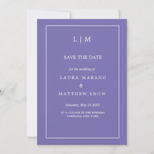 Simple Purple Formal Monogram Wedding  Save The Date