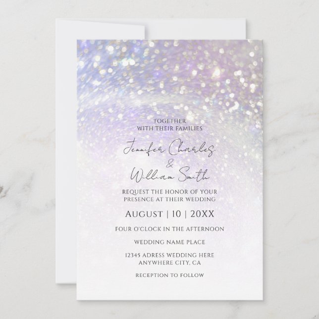 Simple Purple Glitter Modern Elegant Weddings Invitation (Front)
