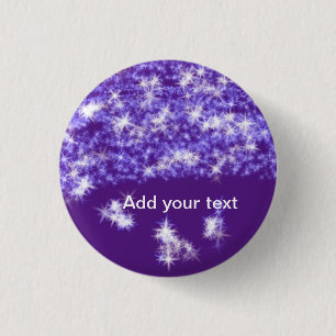 Simple purple glitter sparkle stars add your text 3 cm round badge