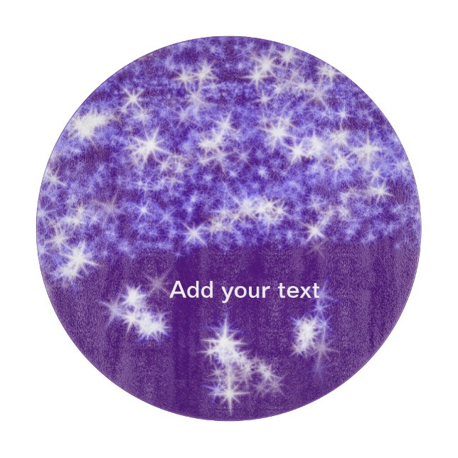 Simple purple glitter sparkle stars add your text  cutting board (Front)