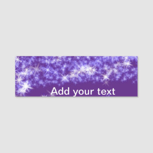 Simple purple glitter sparkle stars add your text  name tag