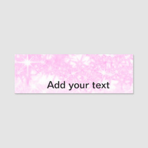 Simple purple glitter sparkle stars add your text  name tag