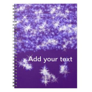 Simple purple glitter sparkle stars add your text  notebook