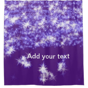 Simple purple glitter sparkle stars add your text shower curtain
